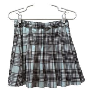 Hollister‎ Plaid  Flannel Mini Skirt Ultra High Rise Advanced Stretch Blue Black